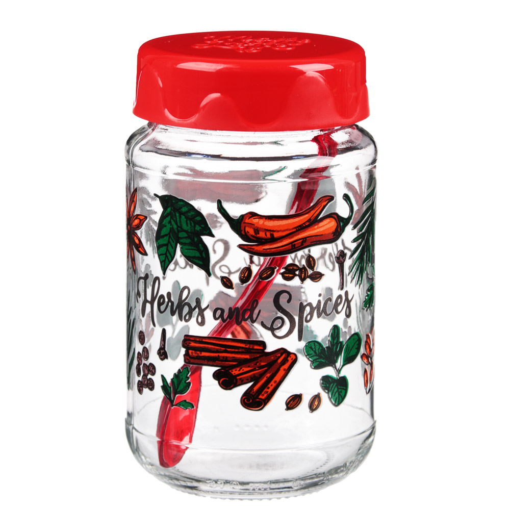 HEREVIN Банка для специй с ложкой, 370мл, стекло, 3 цвета, 131507-800, арт.№ 828-243