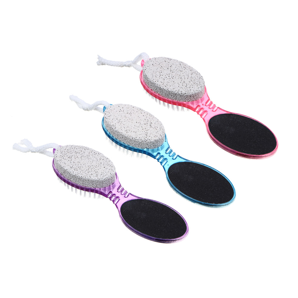 ЮНИLOOK Терка для ног 4-х сторонняя с пемзой и щеткой, с металл. и наждачной поверх., 16,5см, 3 цв, арт.№ 305-307