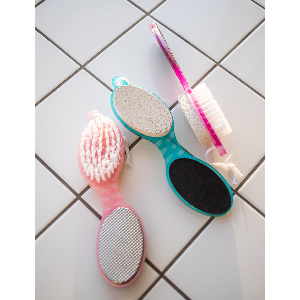 ЮНИLOOK Терка для ног 4-х сторонняя с пемзой и щеткой, с металл. и наждачной поверх., 16,5см, 3 цв, арт.№ 305-307