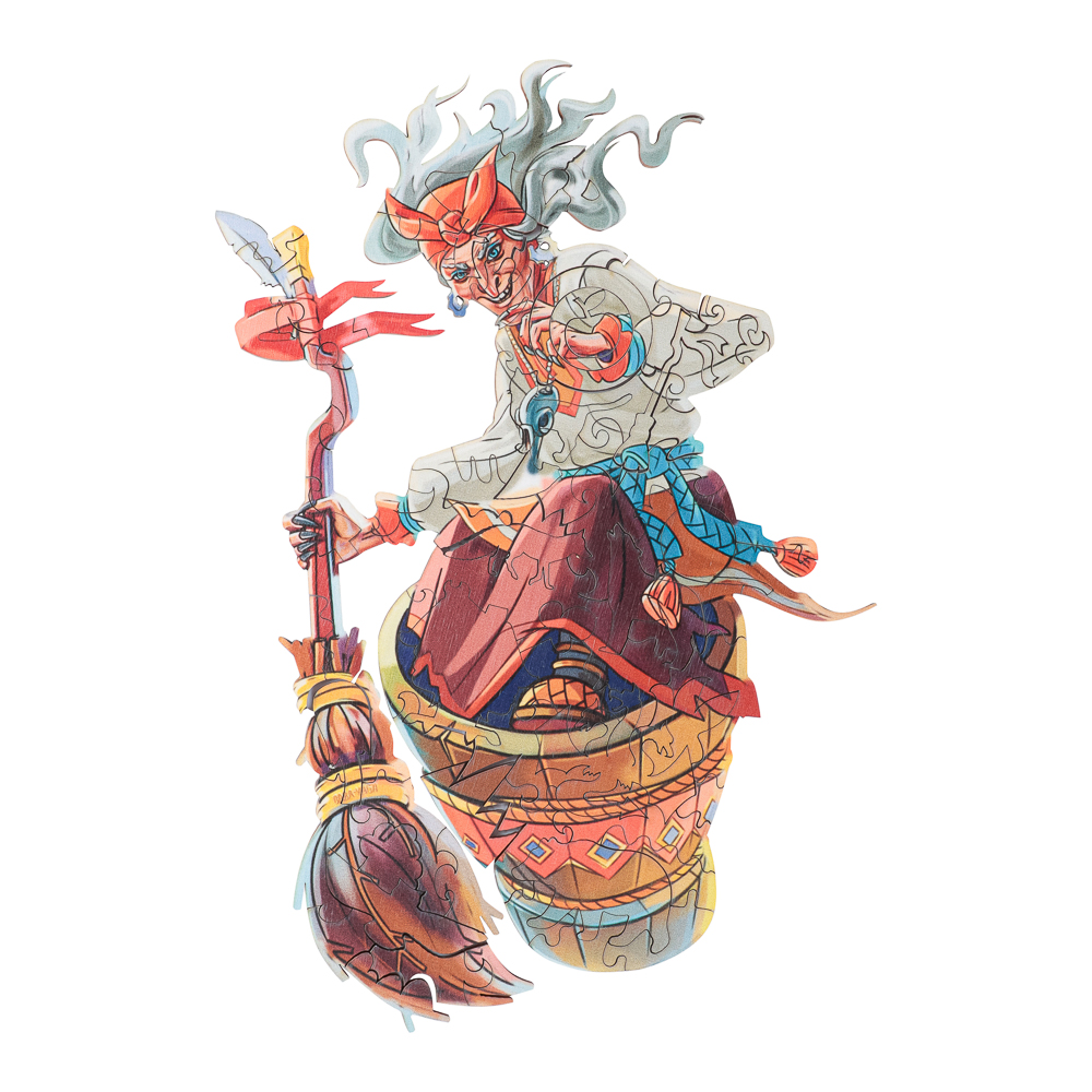 BY Пазл деревянный-игры в дорогу "Баба Яга", 18x12x3,4 см, фанера, картон, арт.№ 898-018