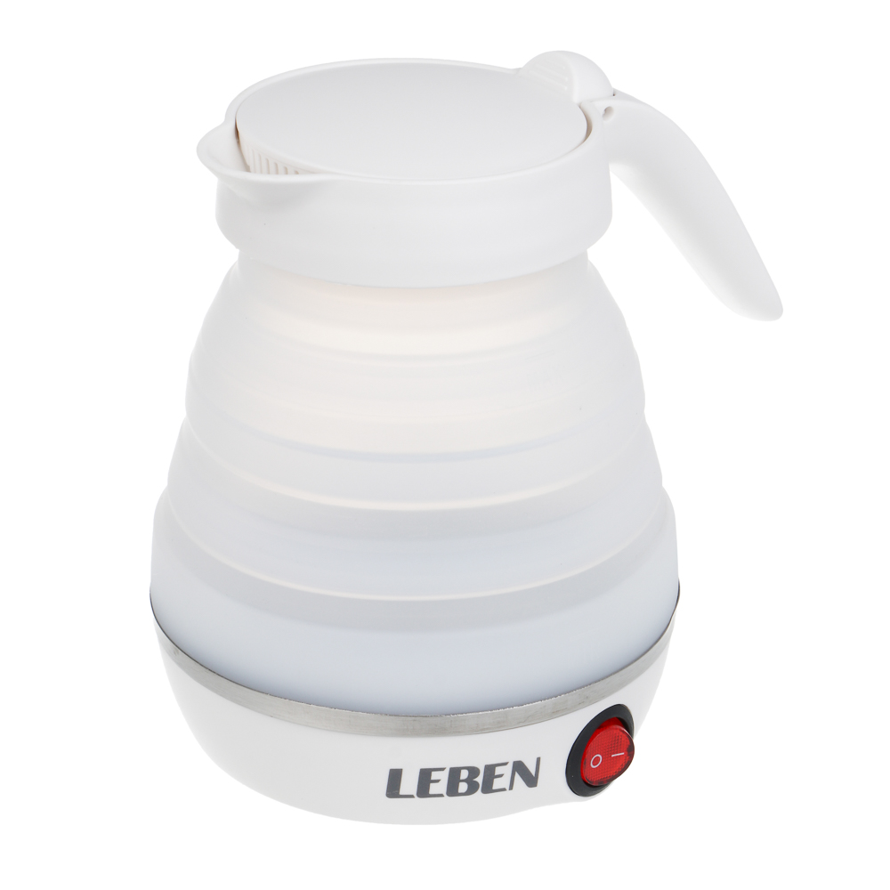 Чайник электрический тм LEBEN 600мл, 600Вт, складной, силикон, пластик, белый, арт.№ 291-109