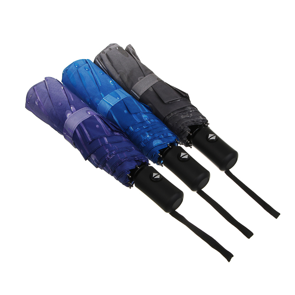 Зонт автомат, диаметр 95 см, 8 спиц, металл, пластик, полиэстер, 4 дизайна, арт.№ 302-417