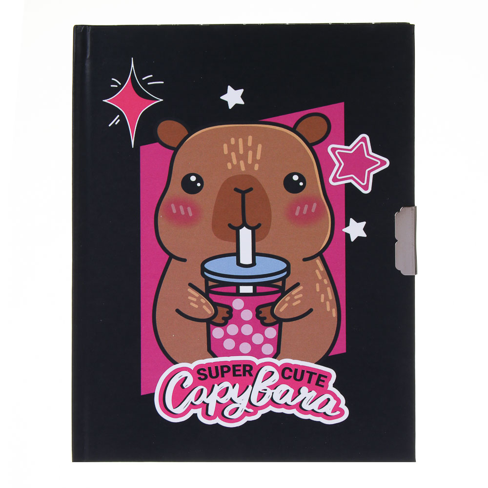 Записная книжка, 13х18 см, с замком, "Панда/Капибара", с фигурной ручкой, в коробке, арт.№ 524-297
