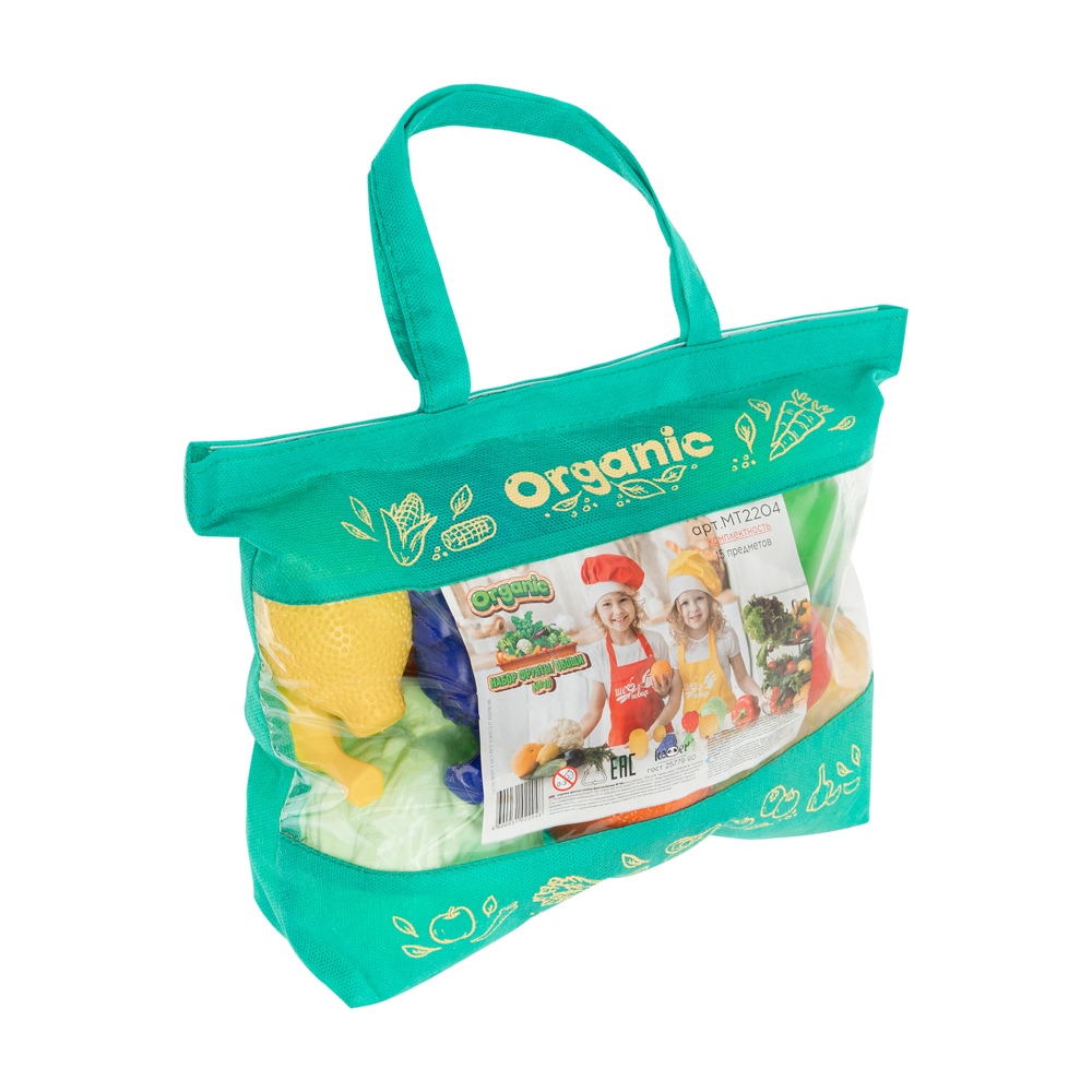 BY Kids Набор игровой "Фрукты, овощи" в сумке, 15 предметов, пластик, текстиль, 33х38х9см МТ2204, арт.№ 294-146