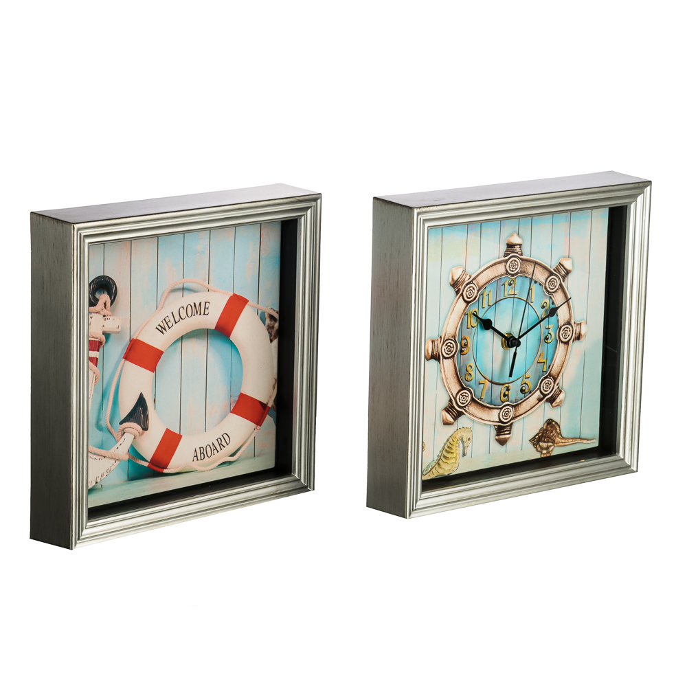 LADECOR CHRONO Часы настенные с панно, 24,3x24,3x5см, пластик, 1хАА, арт 2, арт.№ 581-933