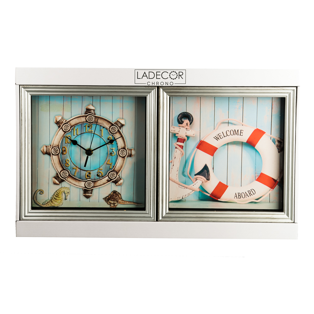 LADECOR CHRONO Часы настенные с панно, 24,3x24,3x5см, пластик, 1хАА, арт 2, арт.№ 581-933