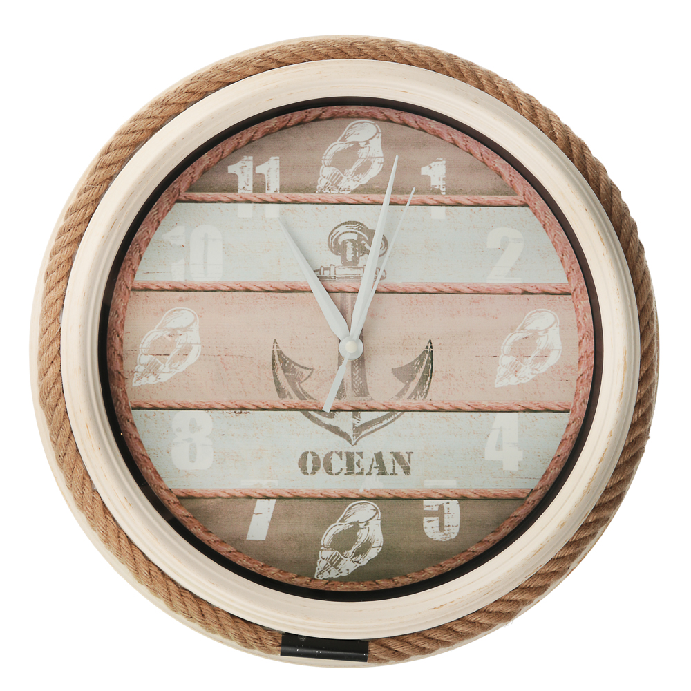 LADECOR CHRONO Часы настенные в морском стиле, 38x38x7,5см, 1хАА, пластик, арт 1, арт.№ 581-934