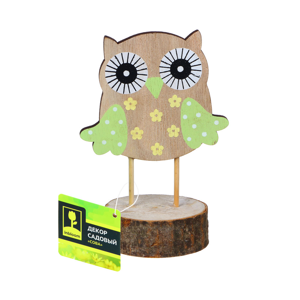 INBLOOM Декор садовый Сова 15см, МДФ, 3 дизайна, арт.№ 153-139