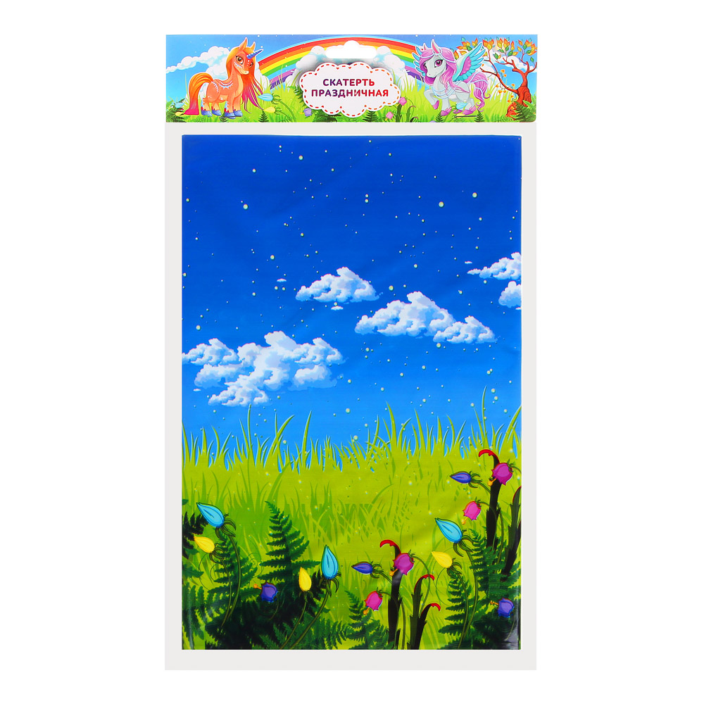 Скатерть праздничная, 180х108см, полиэтилен, 30мкм, с изображением Единорога, арт.№ 530-211