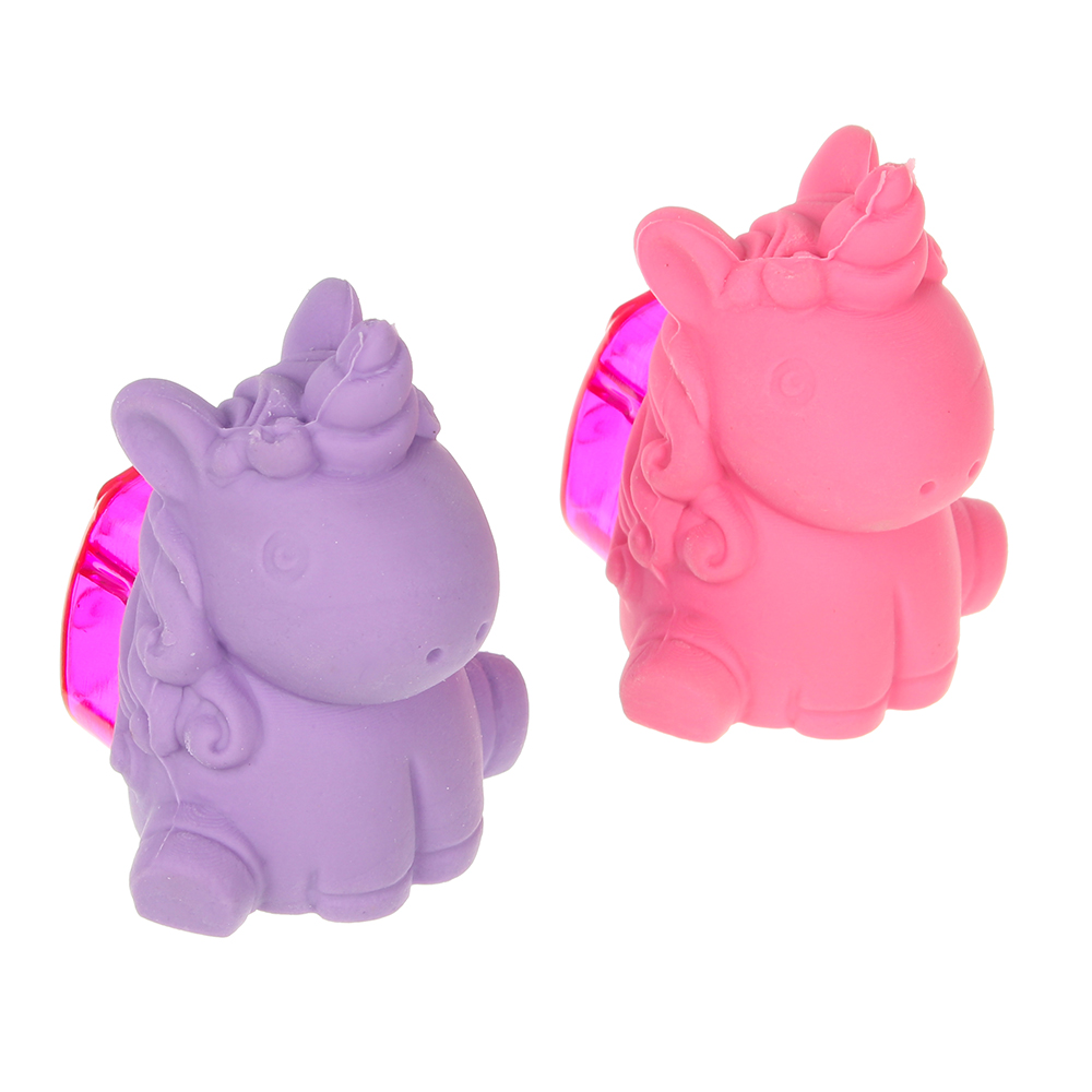 Ластик в форме единорога, 4,9х4х3,5см, встроена точилка с контейнером, искусст.каучук, пластик, 2цв., арт.№ 576-017