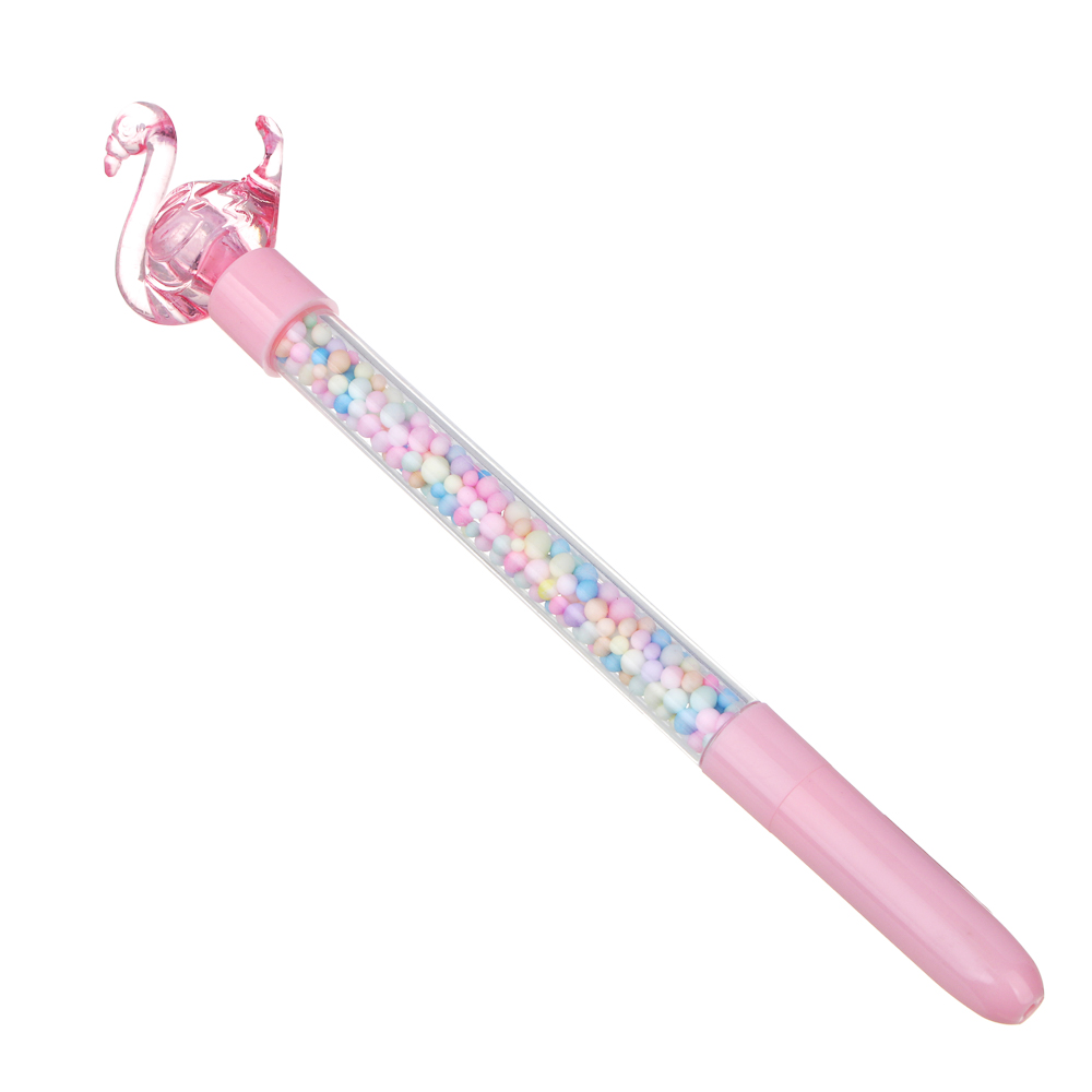 Ручка шариковая синяя с фигурным наконечником и шариками в корпусе, корпус 18,5-19,5 см, 4 дизайна, арт.№ 591-015