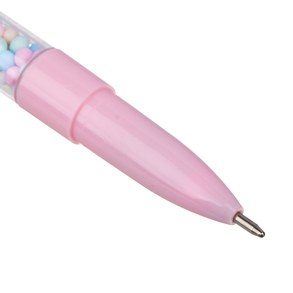 Ручка шариковая синяя с фигурным наконечником и шариками в корпусе, корпус 18,5-19,5 см, 4 дизайна, арт.№ 591-015