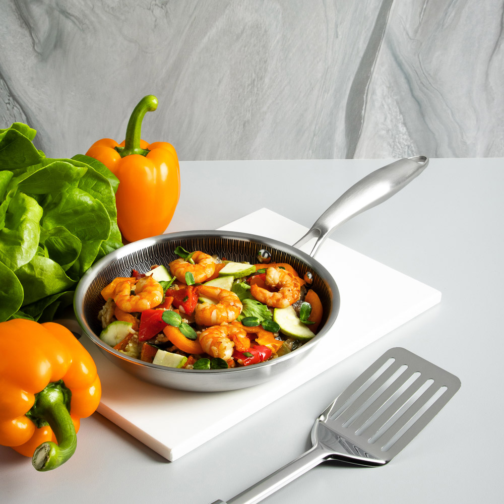 SATOSHI Савона Сковорода Triply 3-х слойная 20х4,0см, нерж.сталь 18/10, антиприг.покр. "соты", инд, арт.№ 822-150