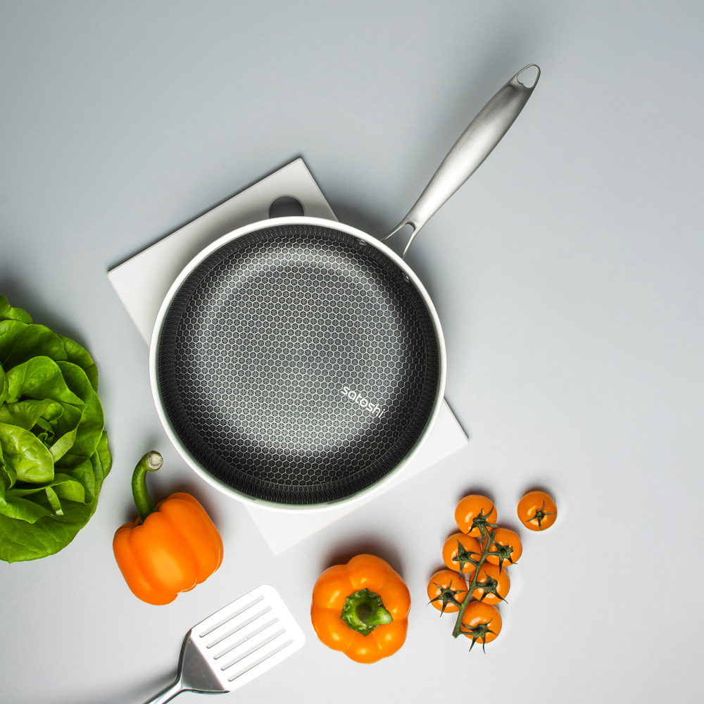 SATOSHI Савона Сковорода Triply 3-х слойная 26х5,0см, нерж.сталь 18/10, антиприг.покр. "соты", инд, арт.№ 822-195