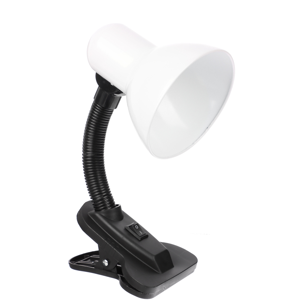 Светильник на прищепке BY, E27, 40 Вт, 230 В, гнущаяся ножка 10 см, шнур 75 см, белый, арт.№ 476-443