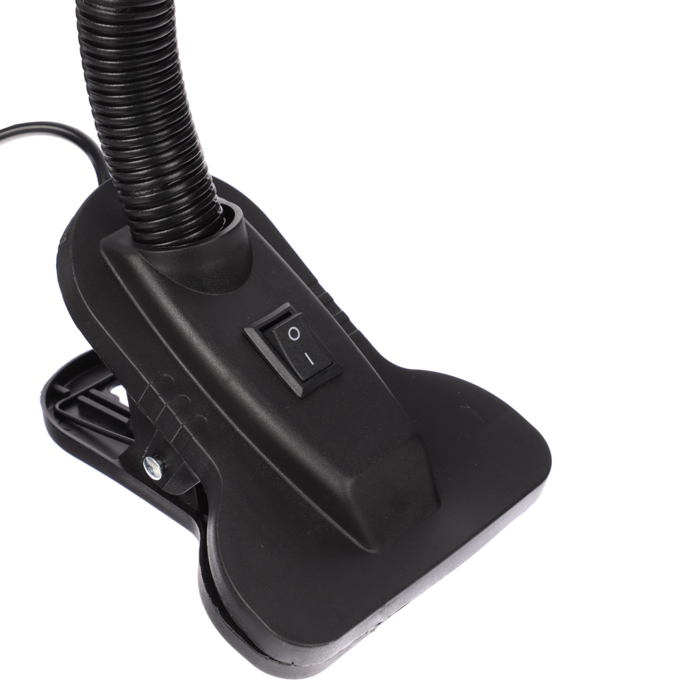 Светильник на прищепке BY, E27, 40 Вт, 230 В, гнущаяся ножка 10 см, шнур 75 см, белый, арт.№ 476-443