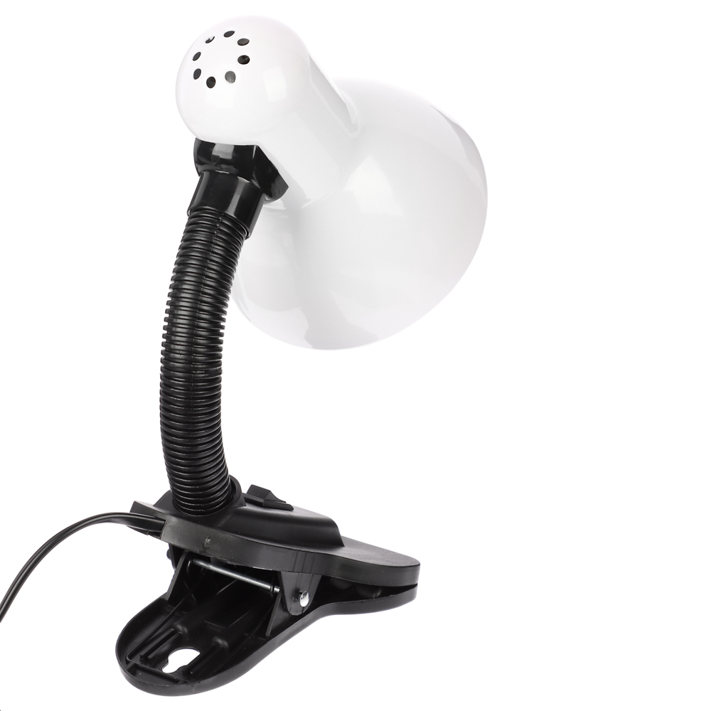 Светильник на прищепке BY, E27, 40 Вт, 230 В, гнущаяся ножка 10 см, шнур 75 см, белый, арт.№ 476-443