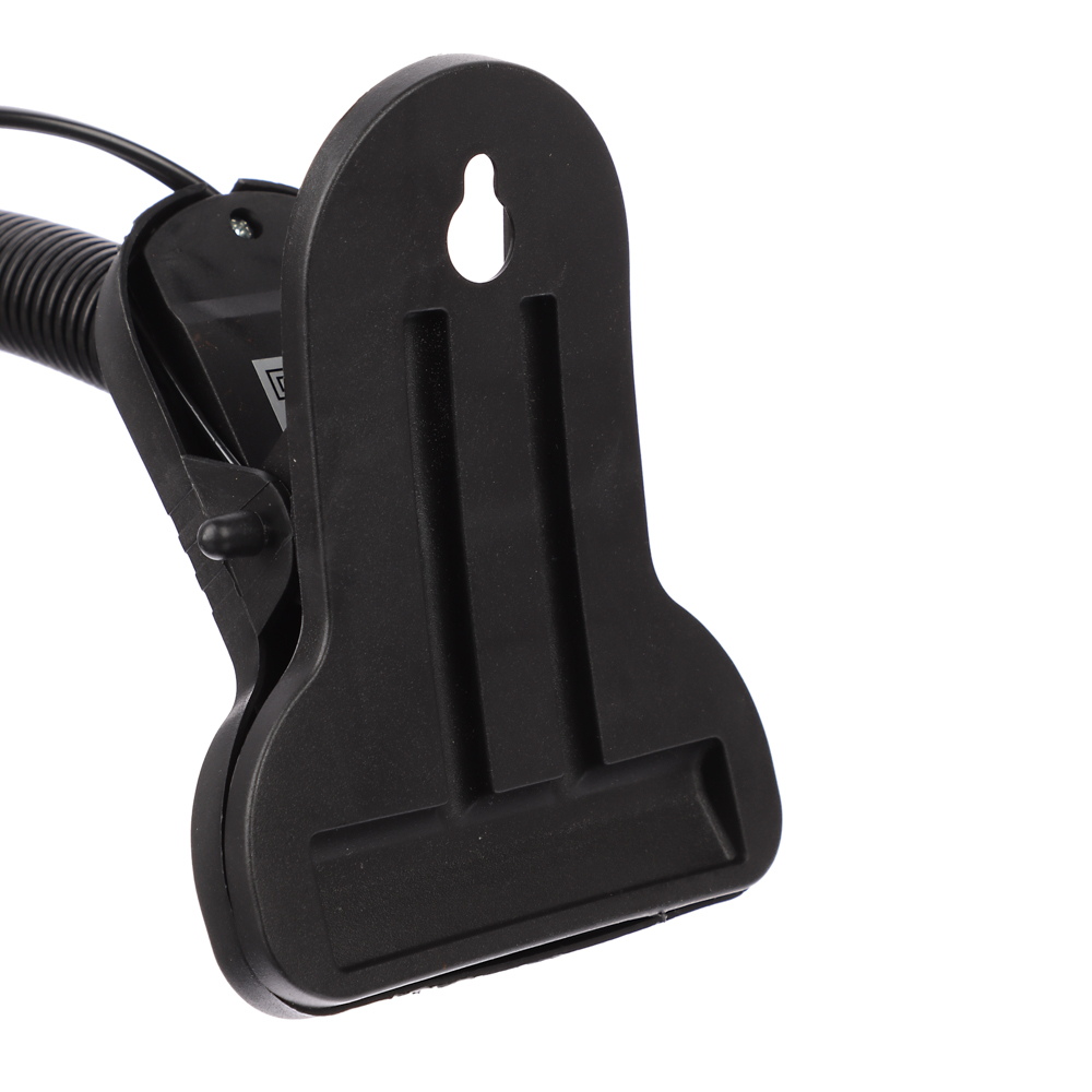 Светильник на прищепке BY, E27, 40 Вт, 230 В, гнущаяся ножка 10 см, шнур 75 см, черный, арт.№ 476-444