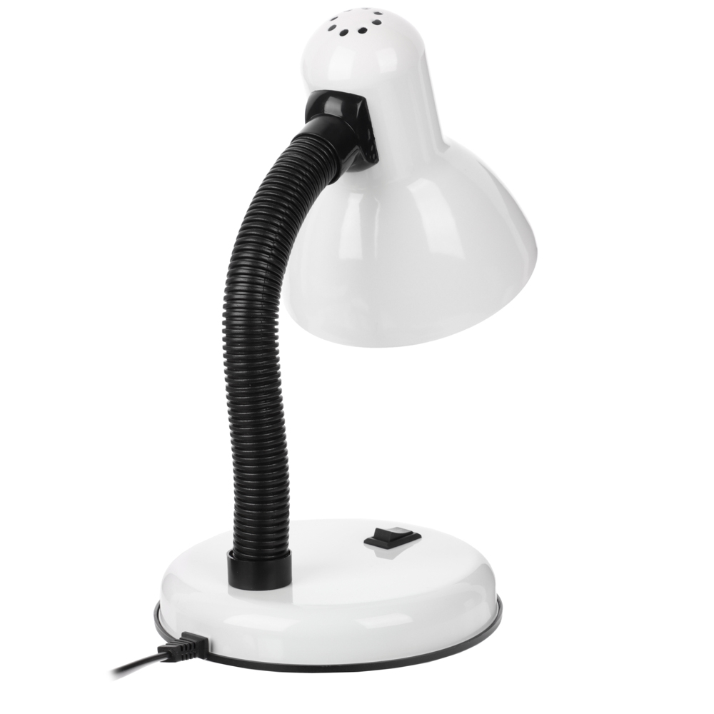 Лампа настольная BY, Е27, 28см, 40Вт, 220В, с выключателем, шнур 75 см, белый, арт.№ 476-445