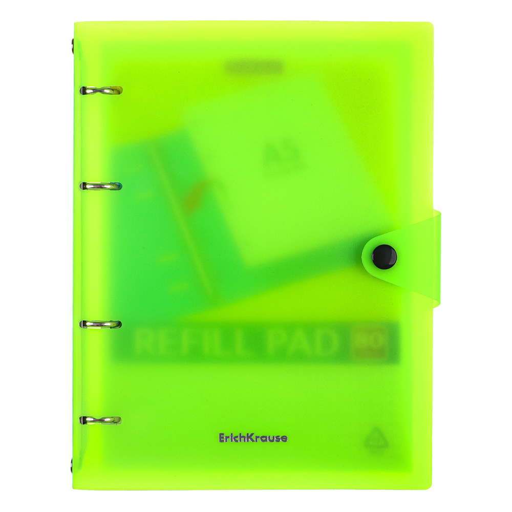 Erich Krause Тетрадь общая А5, 80 л., "Неон", клетка, на кольцах, кнопка, пласт. обложка, 43537, арт.№ 578-088