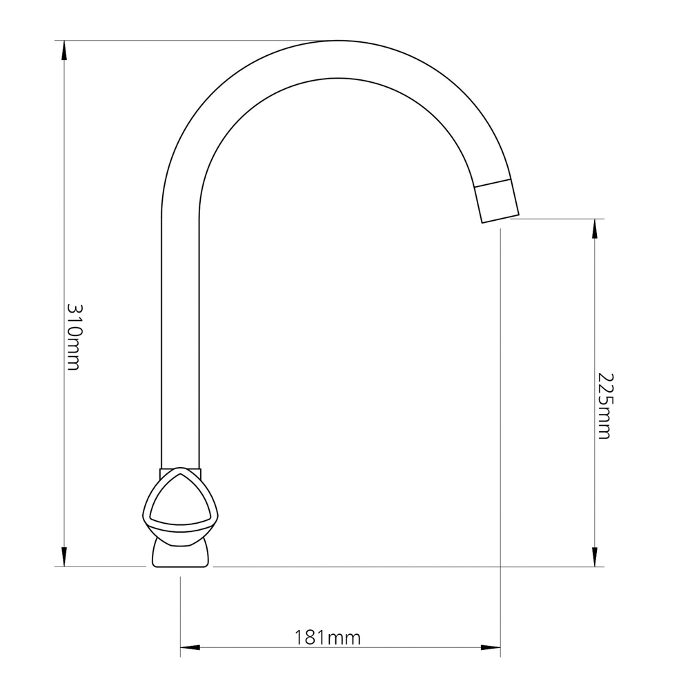 RAIN Смеситель для кухни Уран, высокий излив, керам. кран-буксы 1/2, латунь, хром, арт.№ 561-006