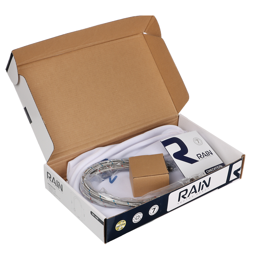 RAIN Смеситель для кухни Уран, высокий излив, керам. кран-буксы 1/2, латунь, хром, арт.№ 561-006