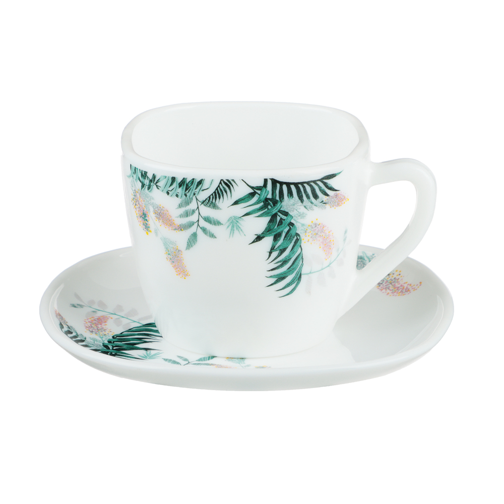 MILLIMI Тропикана Чайная пара (чашка 220мл., блюдце 14 см) опаловое стекло, 20048, арт.№ 818-280