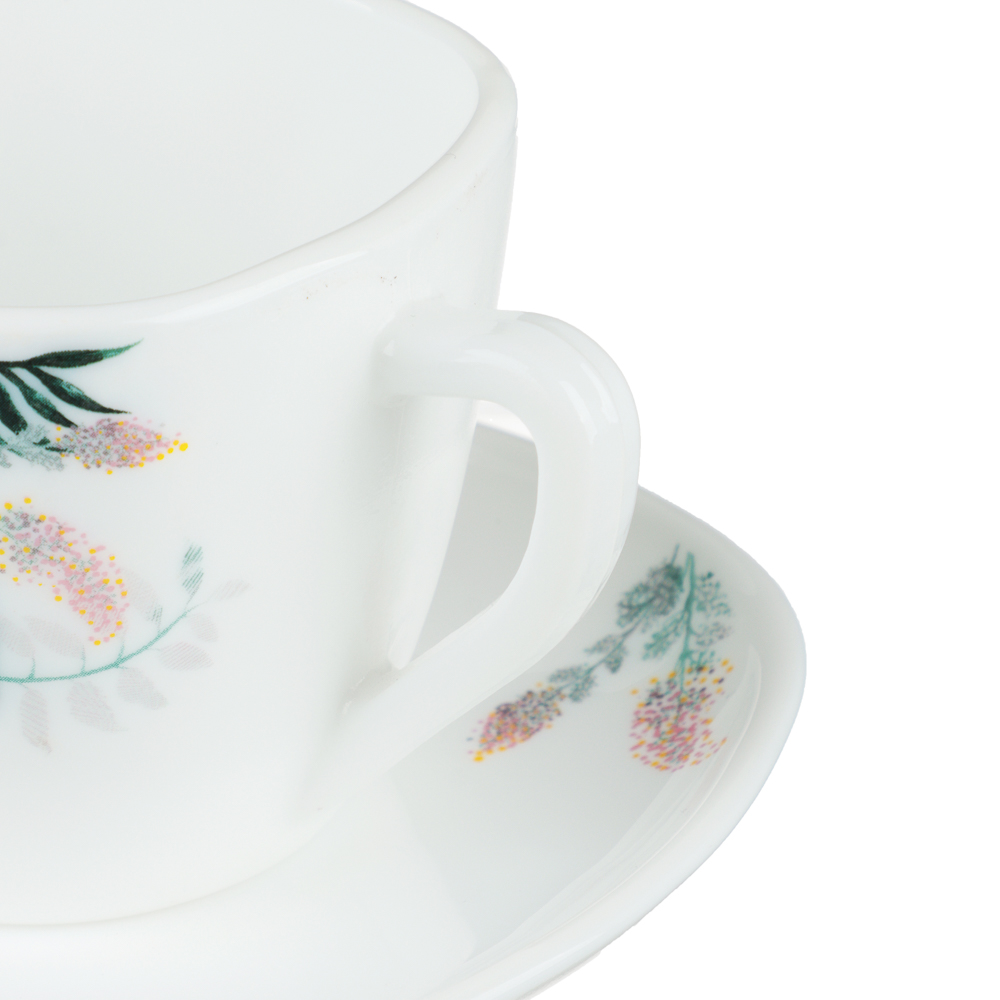 MILLIMI Тропикана Чайная пара (чашка 220мл., блюдце 14 см) опаловое стекло, 20048, арт.№ 818-280