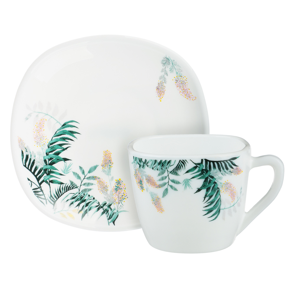 MILLIMI Тропикана Чайная пара (чашка 220мл., блюдце 14 см) опаловое стекло, 20048, арт.№ 818-280