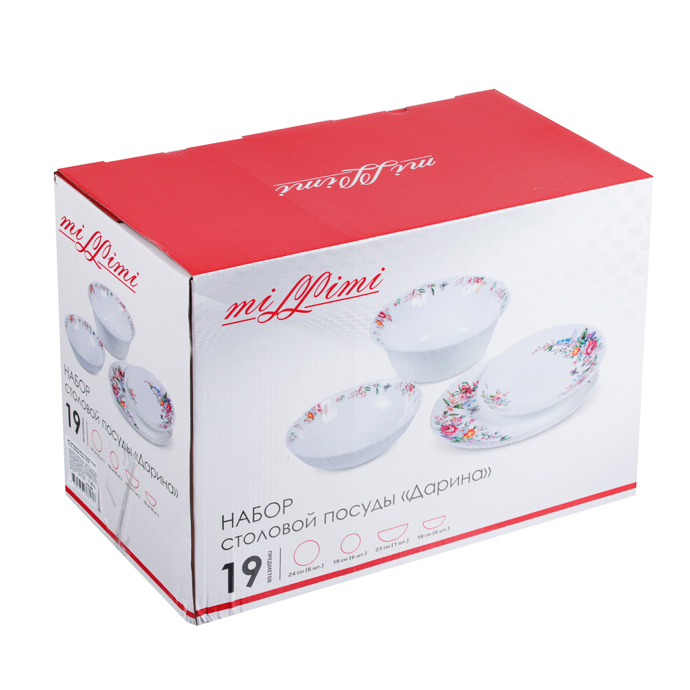 MILLIMI Дарина Набор столовой посуды 19 пр., опаловое стекло, 18136, арт.№ 818-286