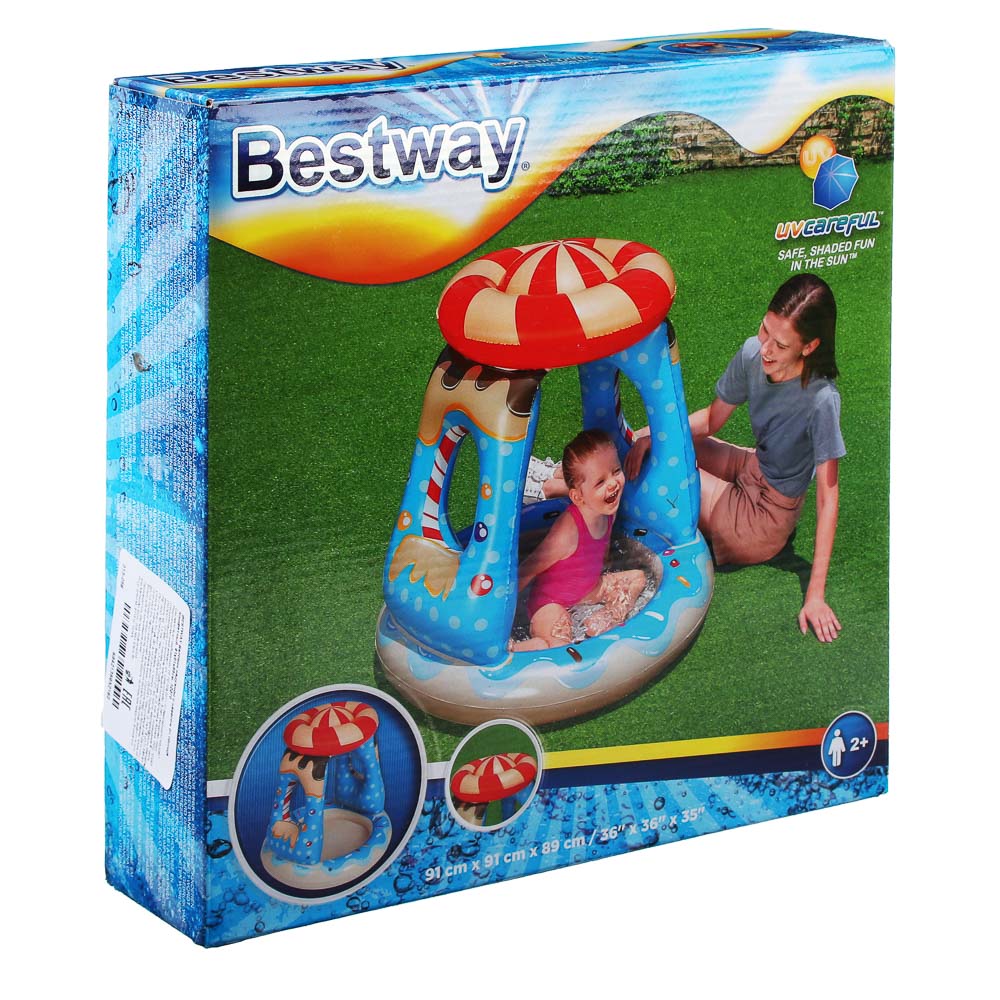 BESTWAY Бассейн надувной с навесом от солнца Конфетный, 91х91х89см, 52270, арт.№ 013-056