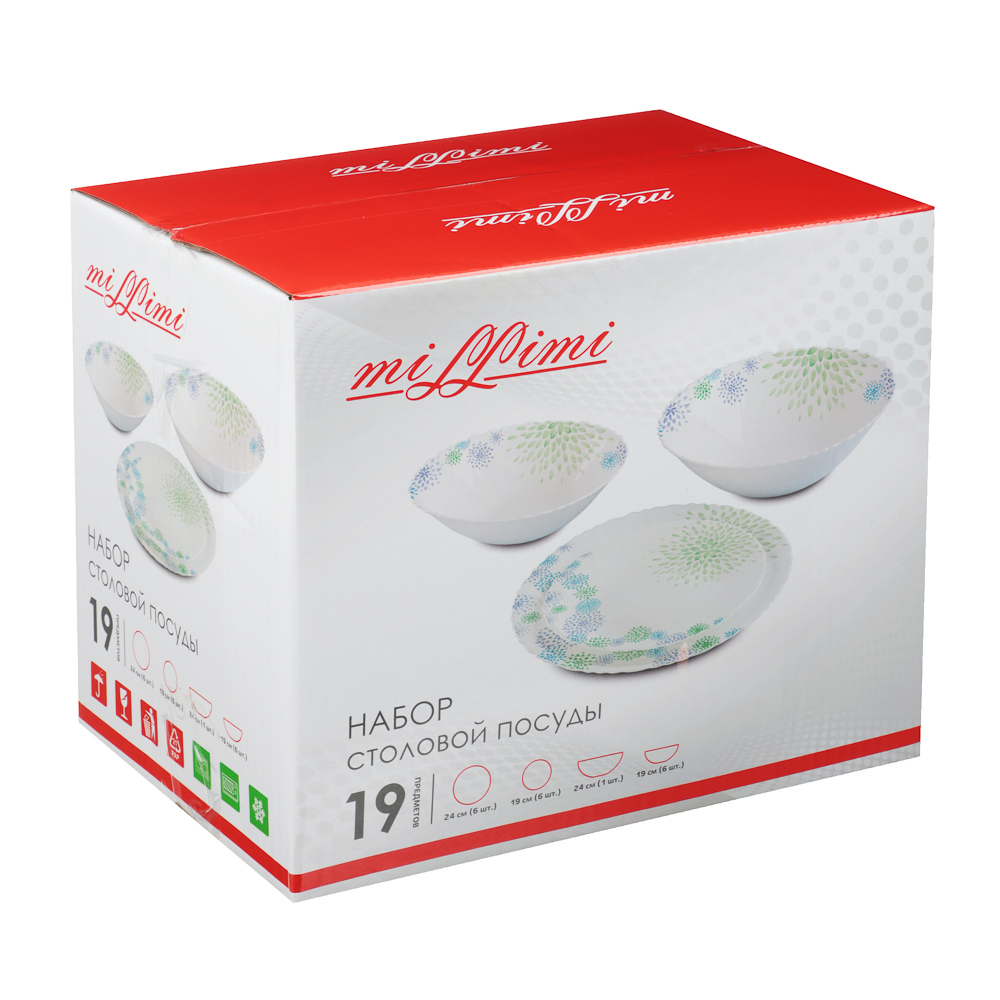 MILLIMI Асиано Набор столовой посуды 19 пр., опаловое стекло, арт.№ 818-017