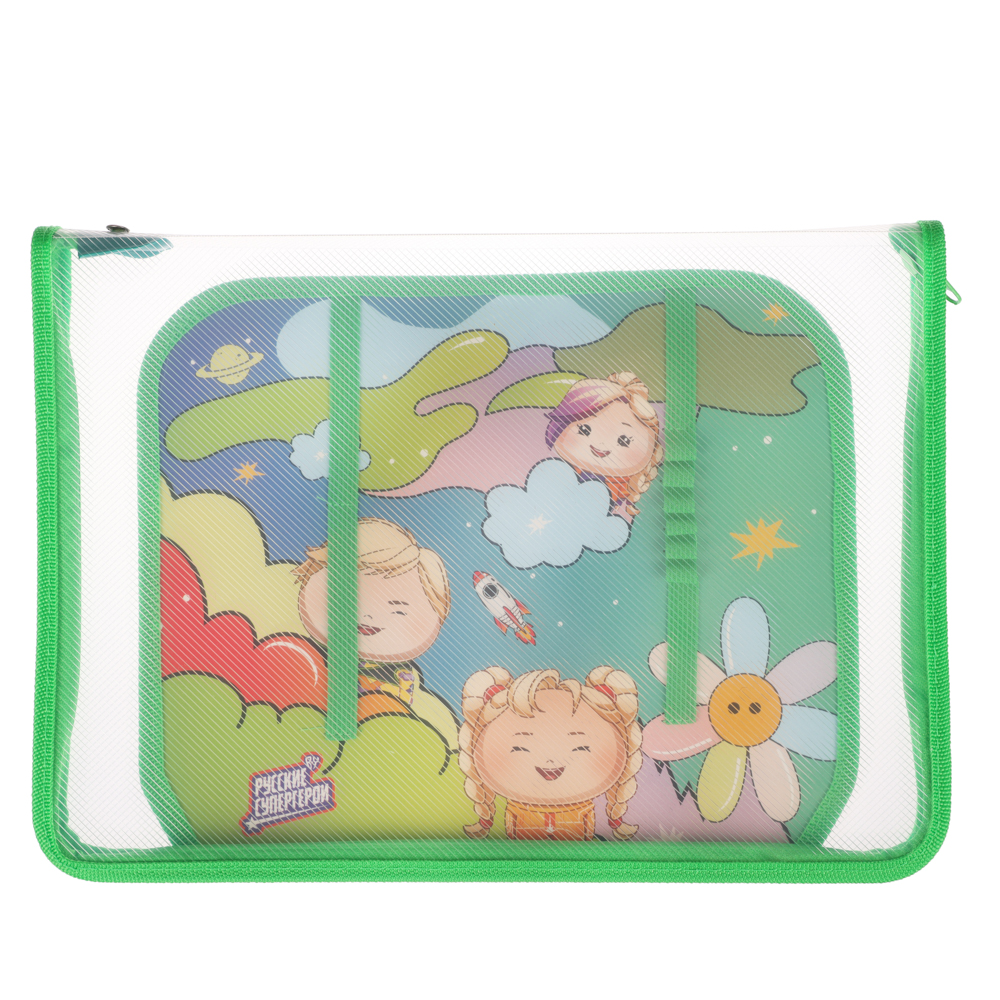 Папка для труда BY Русские Супергерои А4 пластик, молния вокруг, откидная планка, 33х2,5х23 cм, арт.№ 801-085