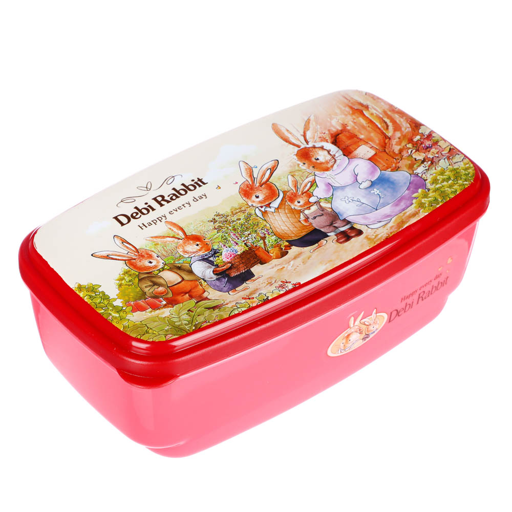 Набор контейнеров с крышками "Зайчата", 4шт, прямоугольный (530 мл, 380мл,230мл, 130мл),полипропилен, арт.№ 829-183