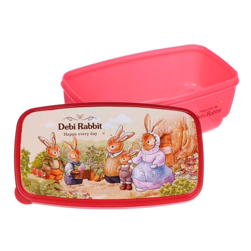 Набор контейнеров с крышками "Зайчата", 4шт, прямоугольный (530 мл, 380мл,230мл, 130мл),полипропилен, арт.№ 829-183