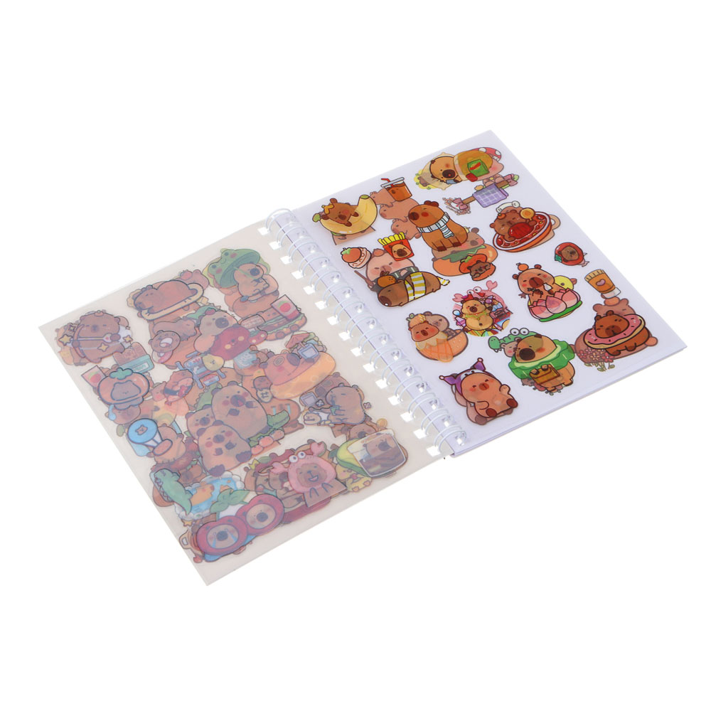 Записная книжка "Капибара" 10х13см, с наклейками, брелоком и лопаткой, PET, бумага, 6 диз., шоу-бокс, арт.№ 557-089