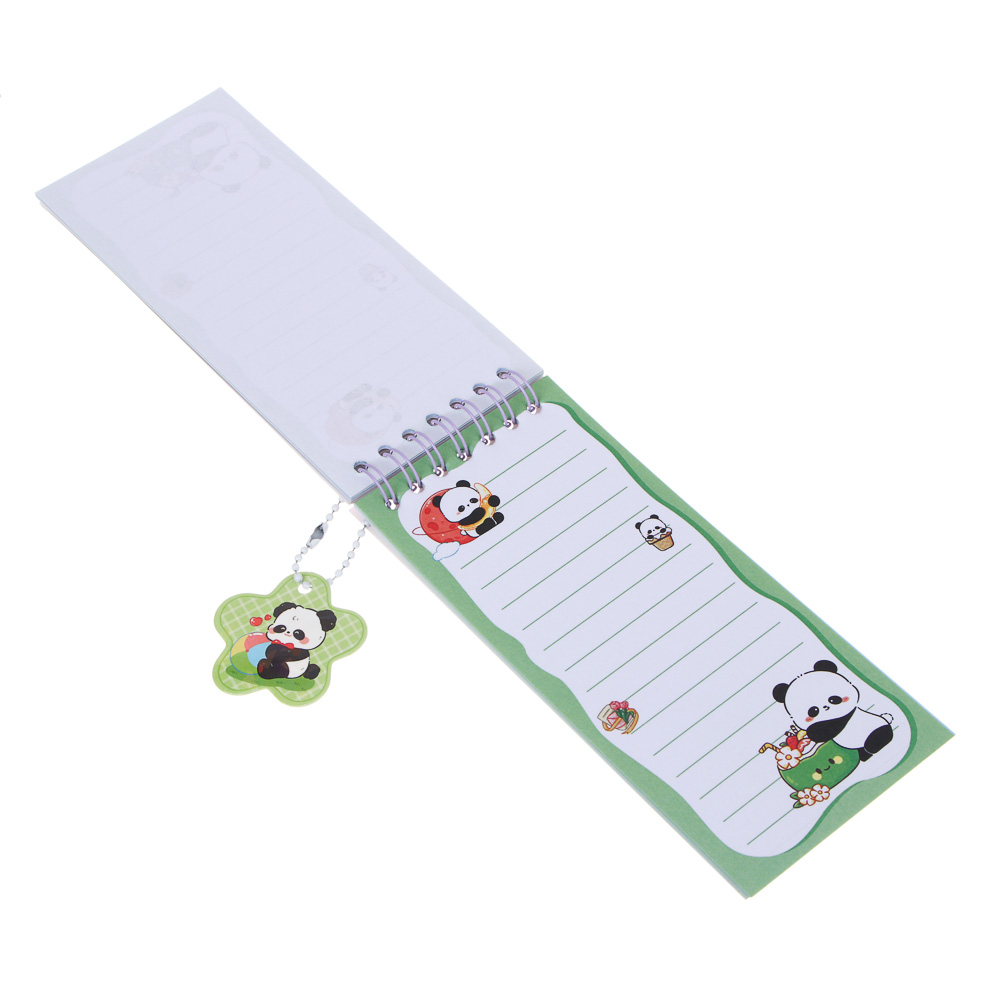 Записная книжка "Панда" 7х26см, с наклейками и брелоком, PET, бумага, 4 дизайна, шоу-бокс, арт.№ 557-090