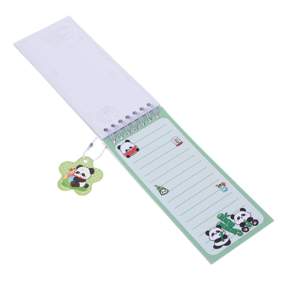 Записная книжка "Панда" 7х26см, с наклейками и брелоком, PET, бумага, 4 дизайна, шоу-бокс, арт.№ 557-090