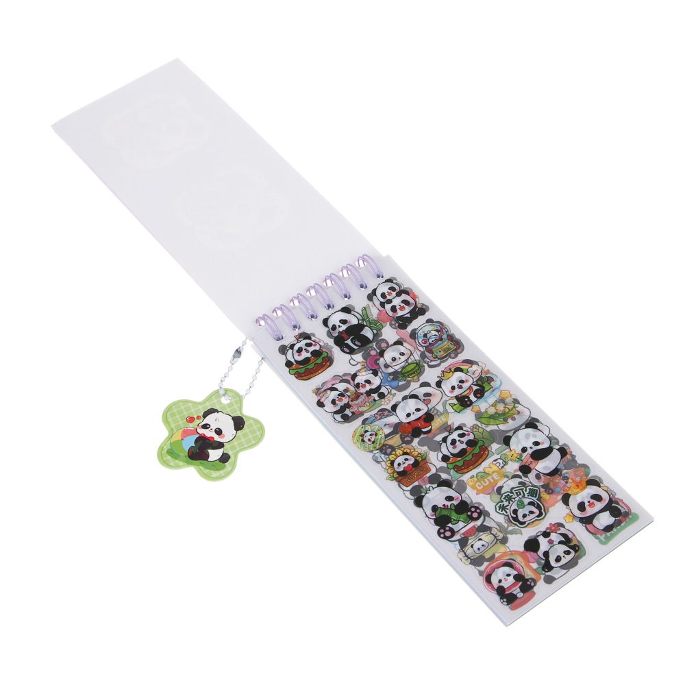 Записная книжка "Панда" 7х26см, с наклейками и брелоком, PET, бумага, 4 дизайна, шоу-бокс, арт.№ 557-090