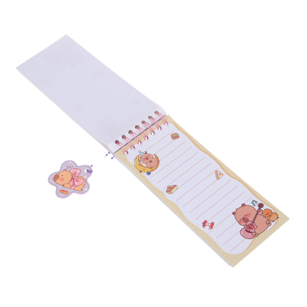 Записная книжка "Капибара" 7х26см, с наклейками и брелоком, PET, бумага, 4 дизайна, шоу-бокс, арт.№ 557-091