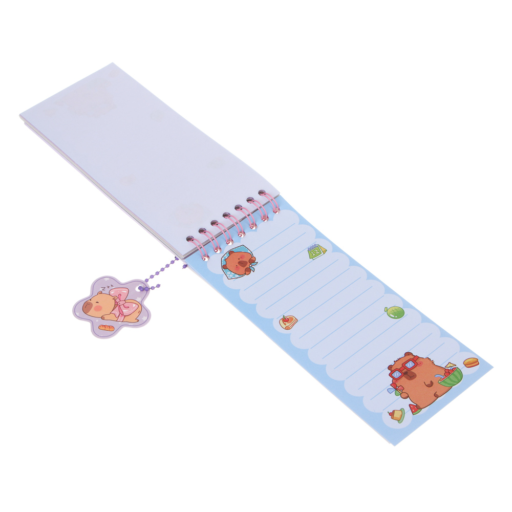 Записная книжка "Капибара" 7х26см, с наклейками и брелоком, PET, бумага, 4 дизайна, шоу-бокс, арт.№ 557-091