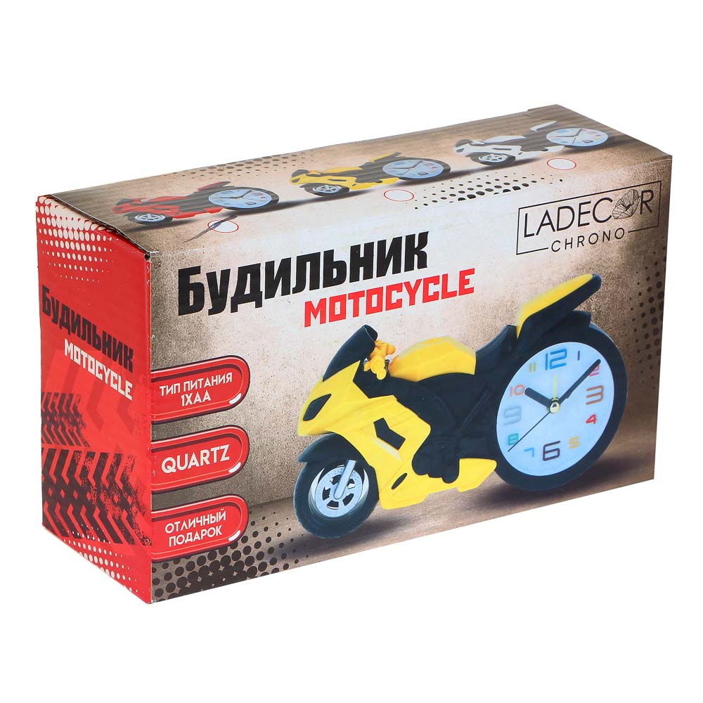LADECOR CHRONO Будильник в виде мотоцикла 23х7х14см, 1хAA, пластик, арт.№ 529-208