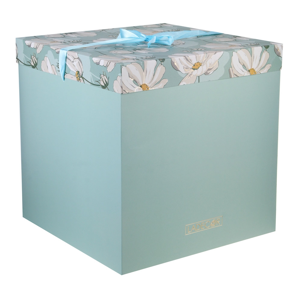 Коробка подарочная складная с лентой, бумага с фольгированным слоем, 30х30х30см, 3 цвета, арт К1, арт.№ 207-222