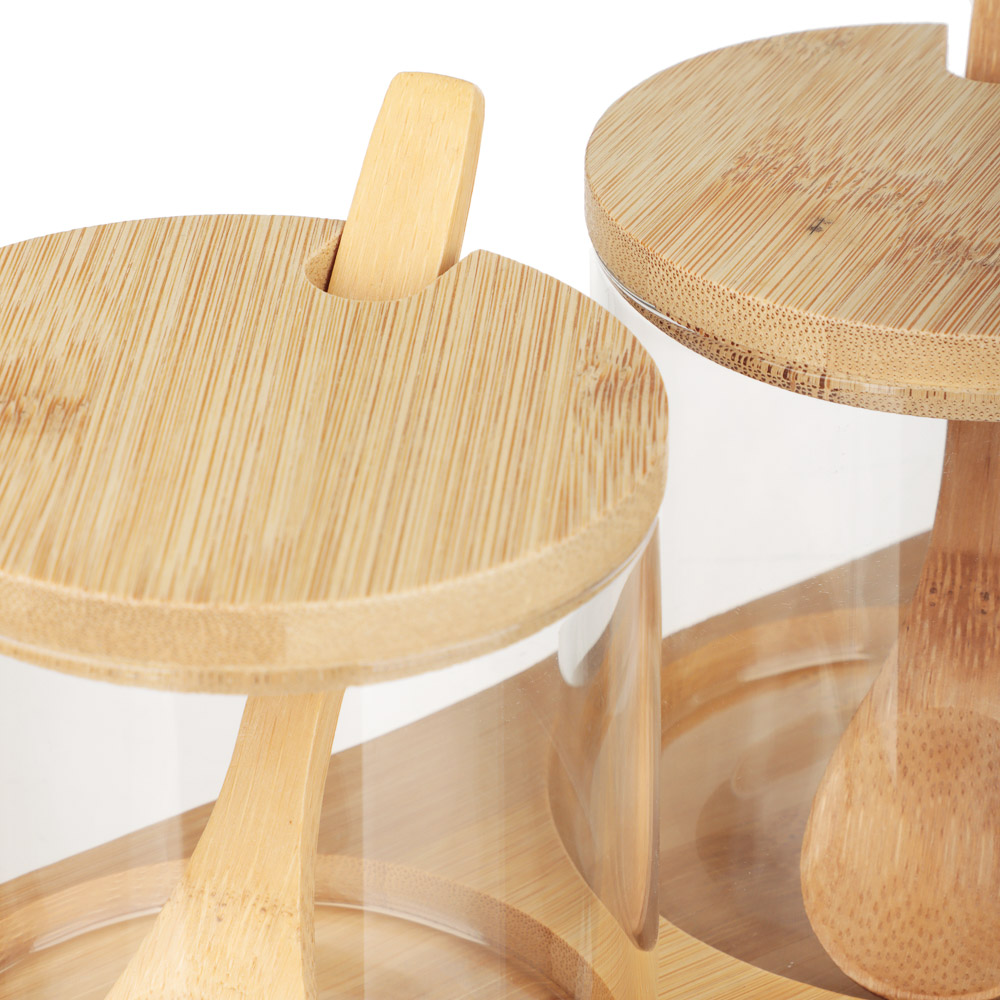 VETTA ЭКО Набор банок для хранения с ложкой, 3шт., 300мл, 28х10х9,5см, стекло, бамбук, арт.№ 828-327