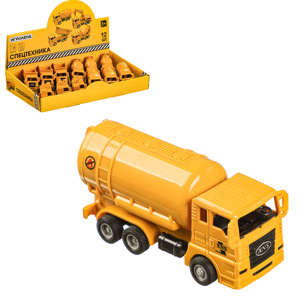 ИГРОЛЕНД Машина в виде спецтехники, инерция, трещотка, ABS, 11,2х4,3х5,3см, 4 диз., арт.№ 292-202