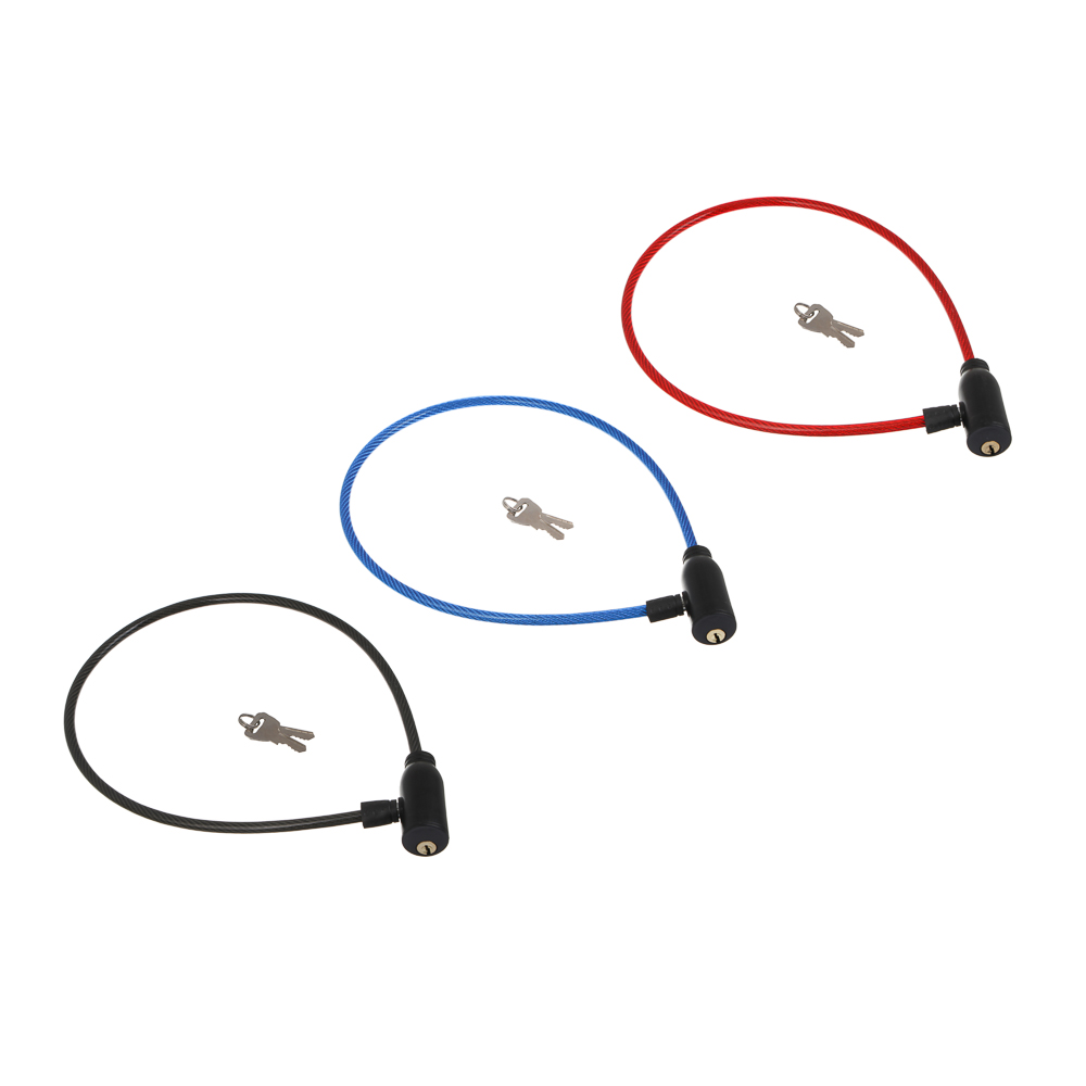 Замок велосипедный тм BY SPORT, противоугонный, тросовый, 600х7мм, металл, ПВХ, 3 цвета, арт.№ 468-118