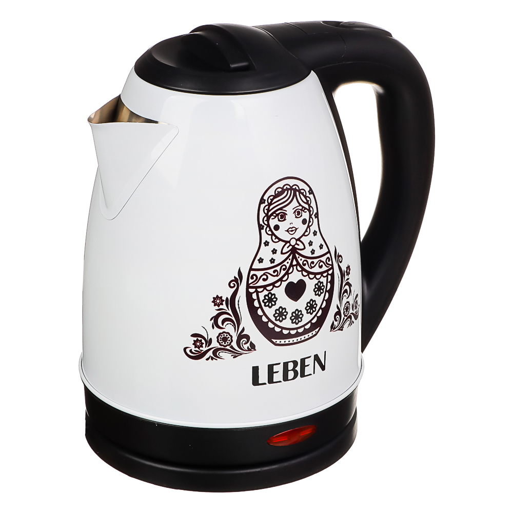 LEBEN Чайник электрический 1,8л, 1500Вт, нерж. сталь, терморисунок матрешка, арт.№ 291-058