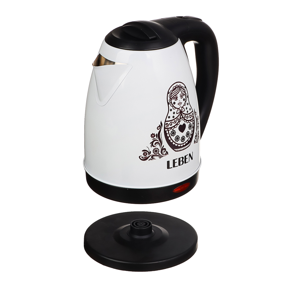 LEBEN Чайник электрический 1,8л, 1500Вт, нерж. сталь, терморисунок матрешка, арт.№ 291-058