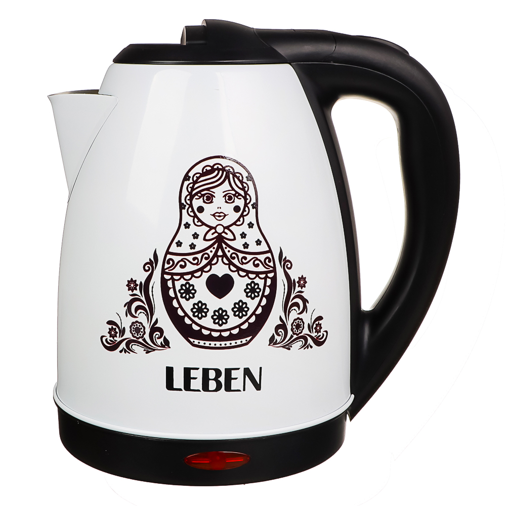 LEBEN Чайник электрический 1,8л, 1500Вт, нерж. сталь, терморисунок матрешка, арт.№ 291-058