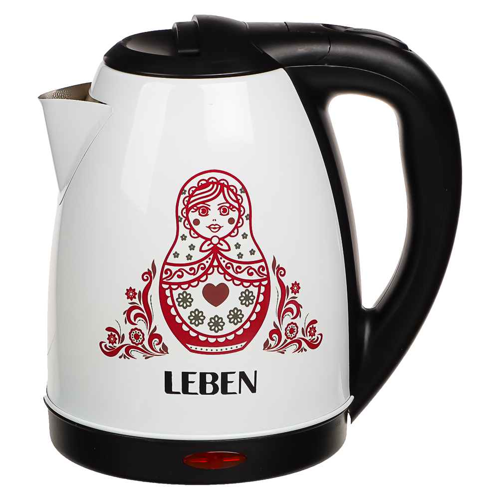 LEBEN Чайник электрический 1,8л, 1500Вт, нерж. сталь, терморисунок матрешка, арт.№ 291-058
